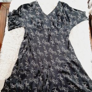 Lane Bryant sz 22/24 black  floral silk dress